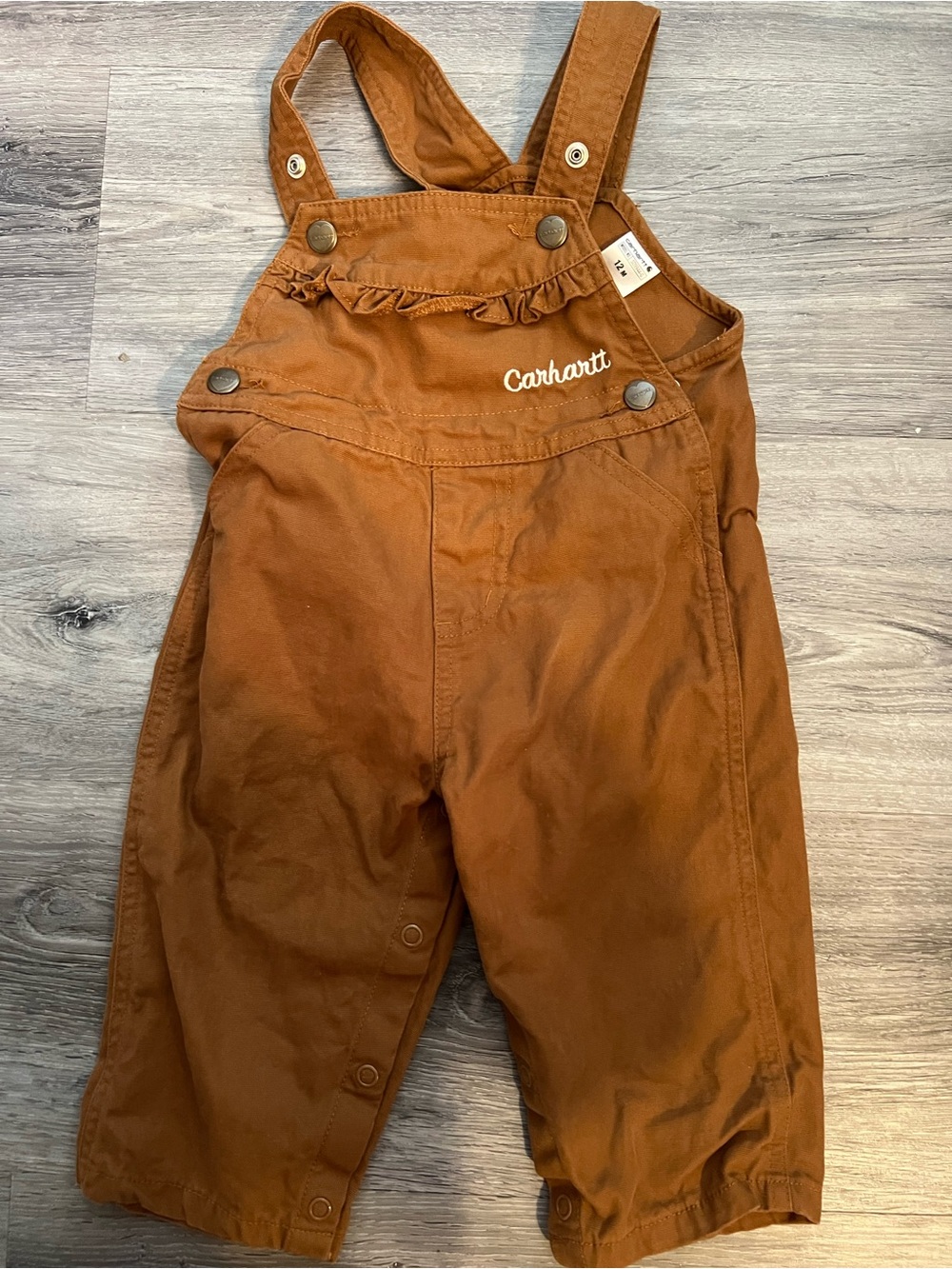 Carhartt Rust Brown Toddler Overalls with Ruffle Bib